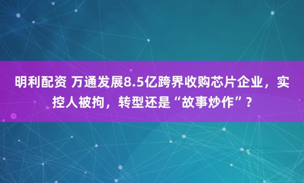 明利配资 万通发展8.5亿跨界收购芯片企业，实控人被拘，转型还是“故事炒作”？